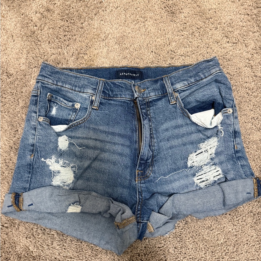 Aeropostale Blue Distressed Denim Shorts